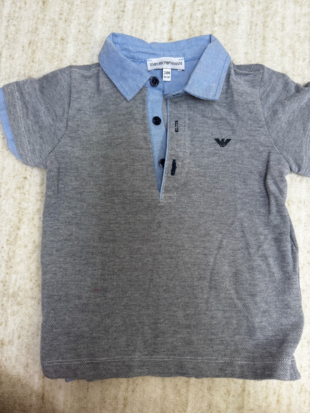 Emporio Armani kids 24 months Grey Polo with Light Blue Collar